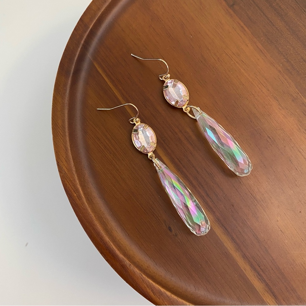 4/$15 Sparkly Iridescent Crystal Drop Earrings